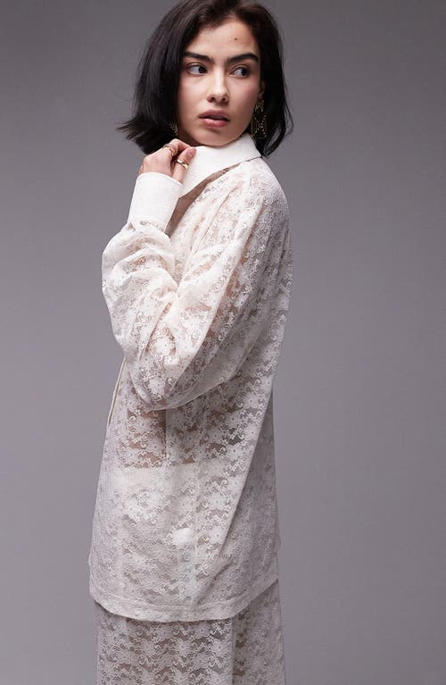 Shop Topshop Oversize Lace Shirt In Cream