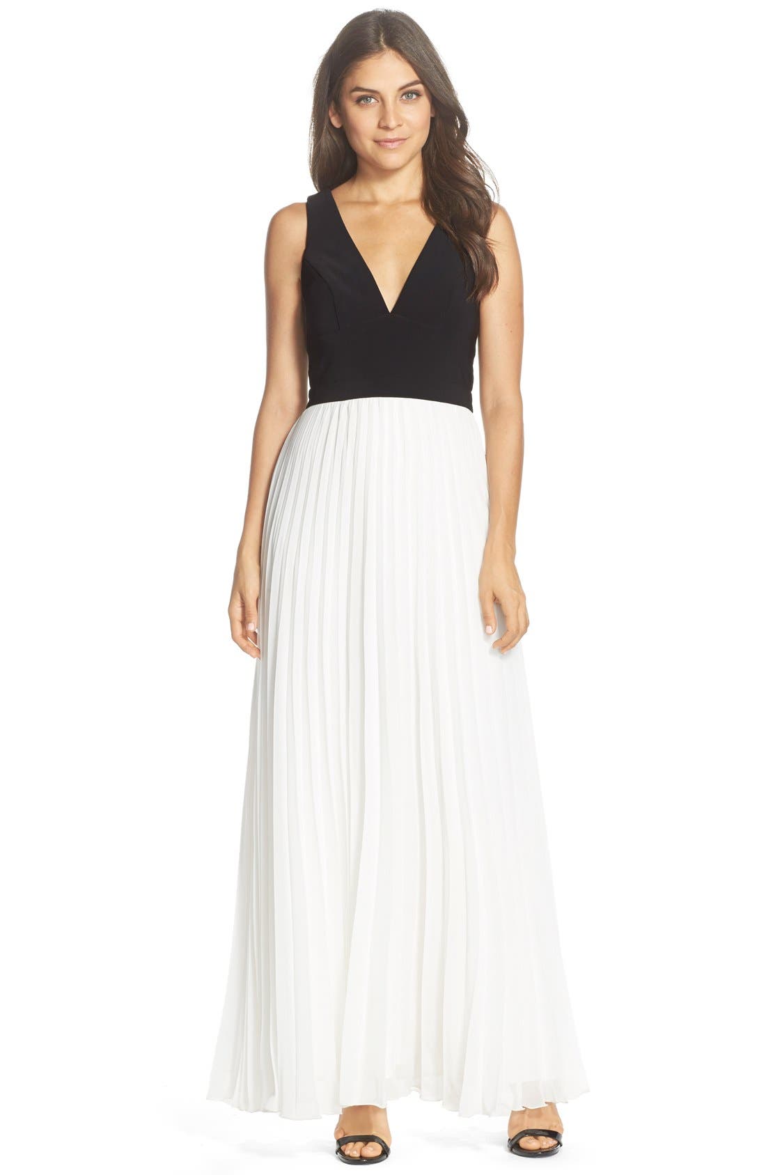 Xscape Colorblock Chiffon Fit & Flare Gown | Nordstrom