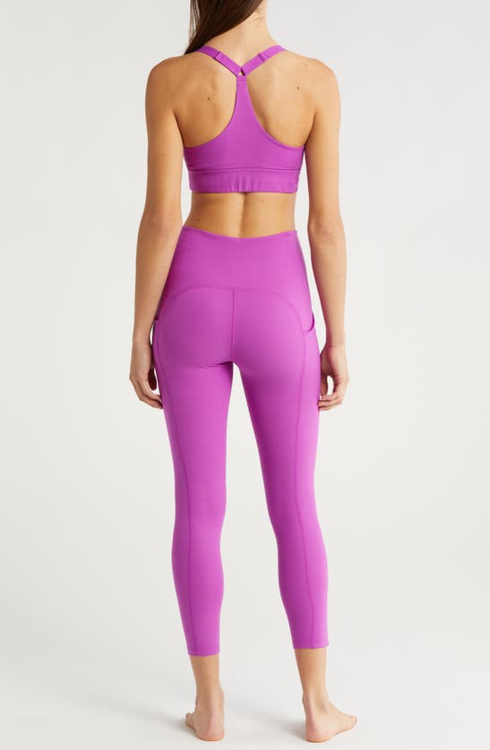 Shop Beyond Yoga Powerbeyond Strive High Waist Pocket Leggings In Violet Berry