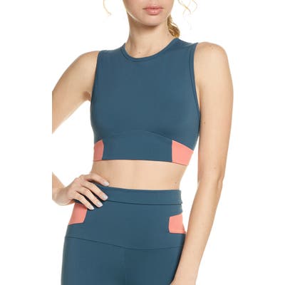 Live The Process Cosmic Colorblock Sports Bra, Blue/green