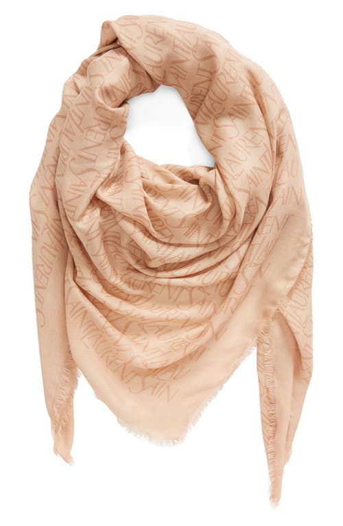 Saint Laurent Grand Impression Cashmere-blend Square Scarf In Beige/light Brown
