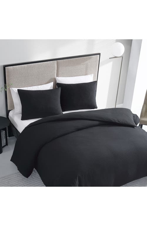 Vera Wang Waffle Piqué Duvet & Shams Set In Black