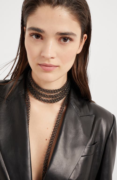 Shop Brunello Cucinelli Precious Loops Necklace In Black