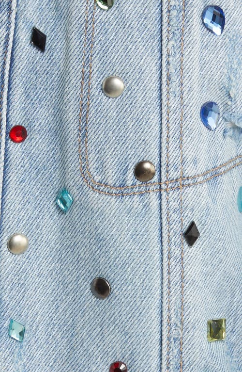 Shop Blanknyc Embellished Organic Cotton Denim Trucker Jacket In Cold Gem