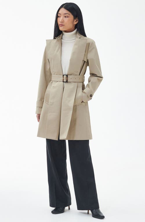 BARBOUR BARBOUR GRETA BELTED WATER RESISTANT TWILL TRENCH COAT 