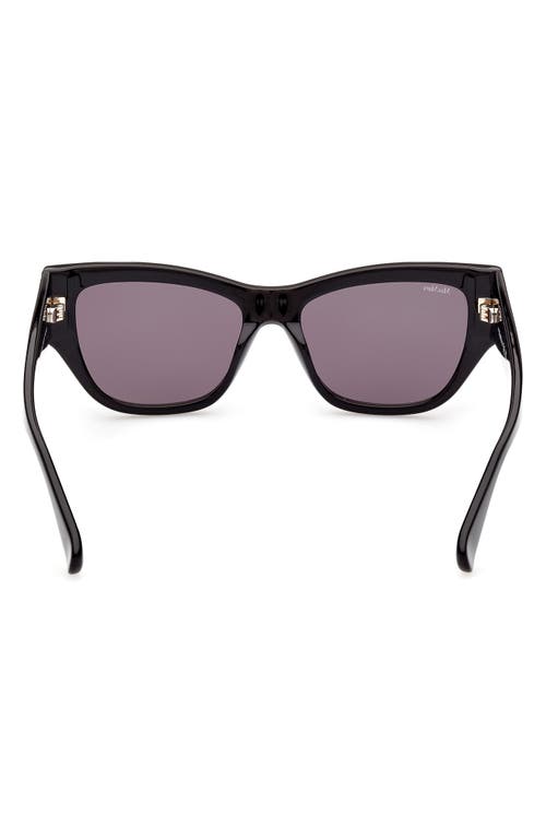 Shop Max Mara 56mm Geometric Sunglasses In Shiny Black/smoke