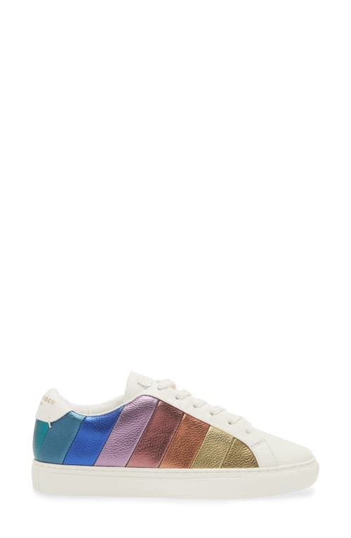 Kurt Geiger Lane Metallic-stripe Leather Trainers In White Multi