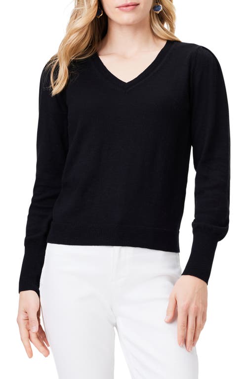 NIC+ZOE Slub Cotton Blend Sweater in Black Onyx