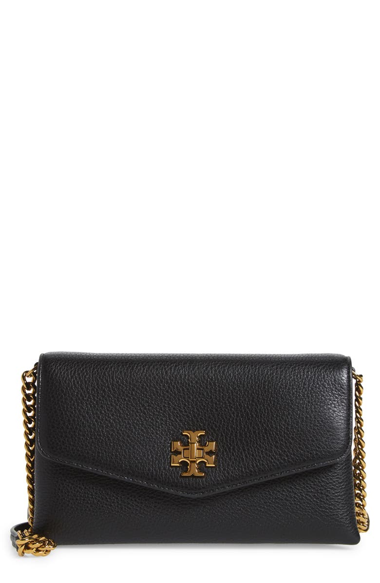 Tory Burch Kira Pebble Leather Wallet on a Chain, Main, color, 