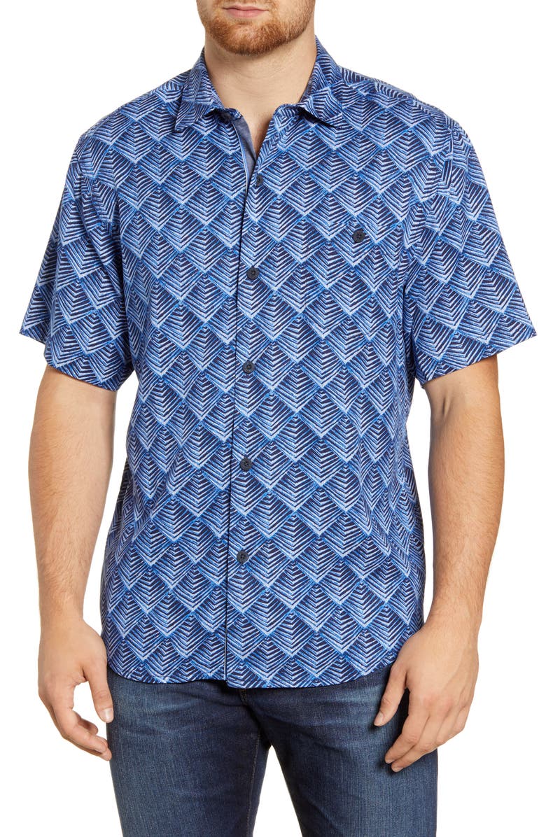 Tommy Bahama Agave Tiles Classic Fit Short Sleeve Silk Button-Up Shirt ...