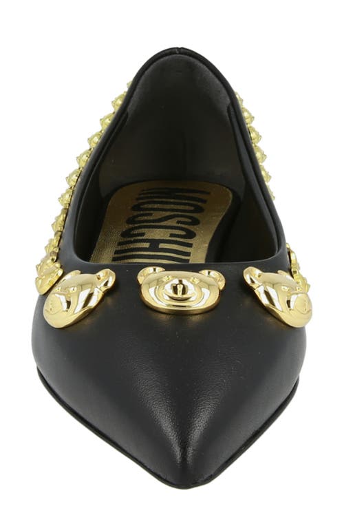 Moschino Teddy Stud Flats In Black