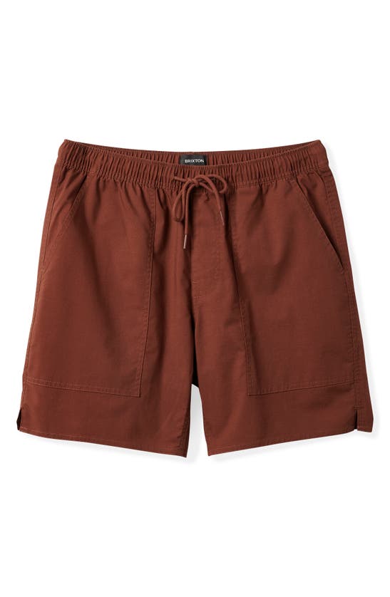 Shop Brixton Everyday Cotton Blend Shorts In Sepia