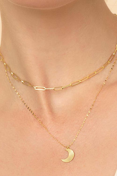Oradina 14k Gold Venice Link Paperclip Necklace In White Gold