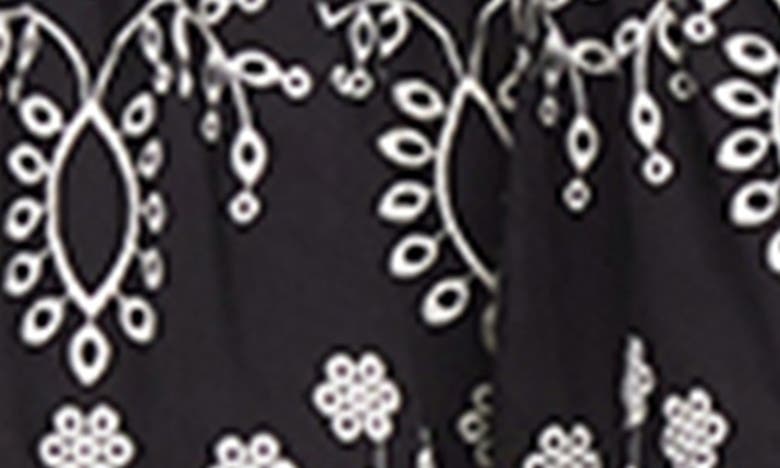 Shop Karen Kane Sleeveless Tiered Cotton Eyelet Dress In Black W/ Off White