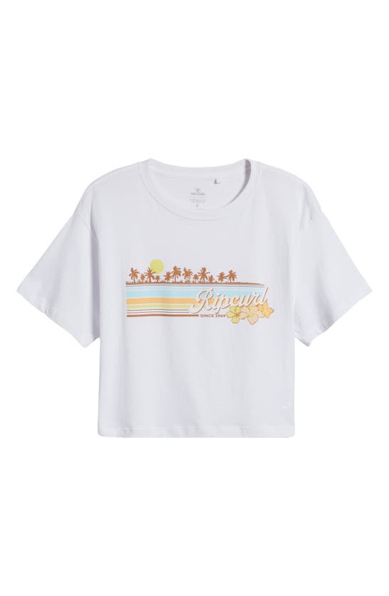 Rip Curl Sunset Crop Cotton Jersey Graphic T-shirt In White