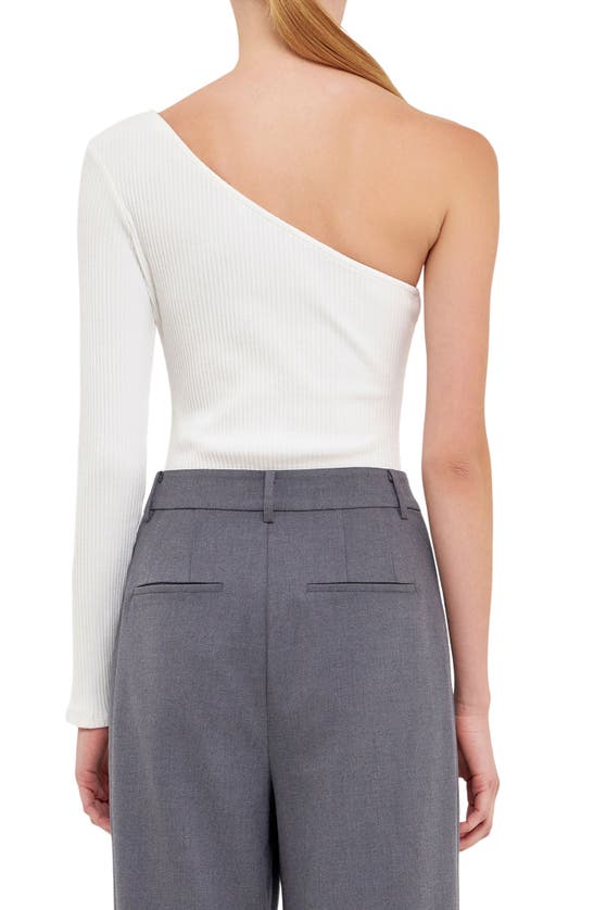 Endless Rose One-shoulder Knit Bodysuit In White