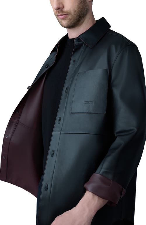 Shop Mackage Remington Leather Shirt Jacket In Black-garnet