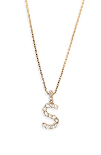 Shop Baublebar Crystal Initial Pendant Necklace In Gold S