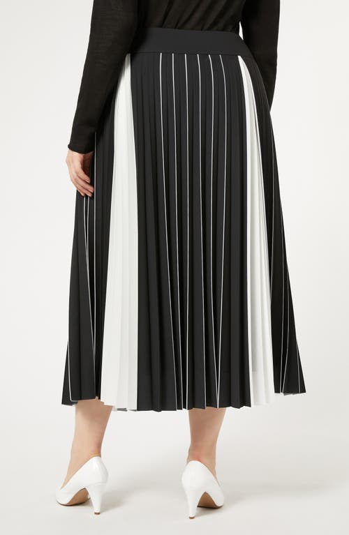 Shop Marina Rinaldi Zina Colorblock Pleated Midi Skirt In Black White