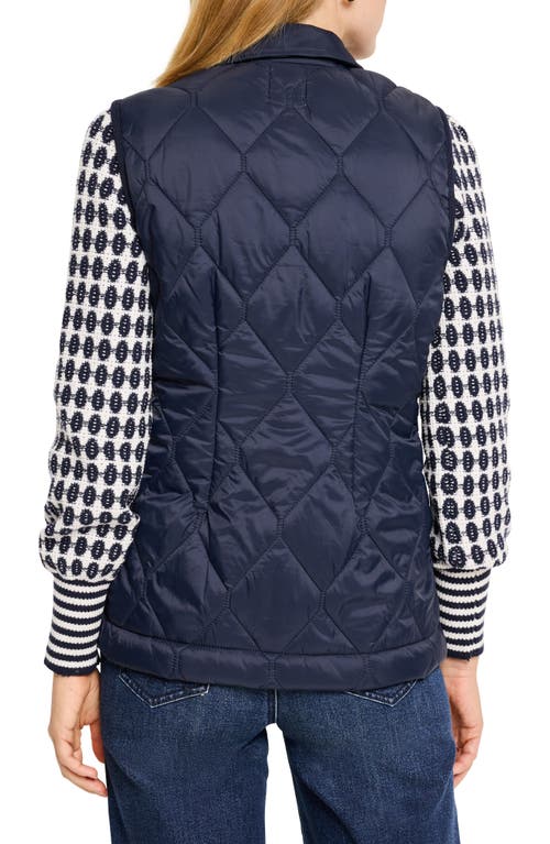 Nic + Zoe Knit Trim Puffer Vest In Dark Indigo In Dark Indigo