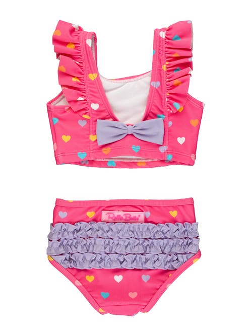 Rufflebutts Girls Upf50+ Waterfall Tankini In Colorful Hearts