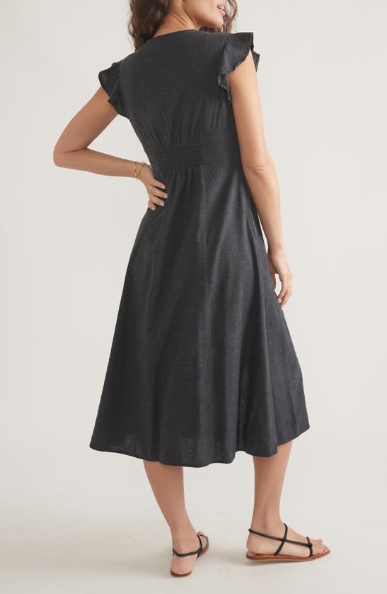 Marine Layer Camila Button Front Midi Dress In Black