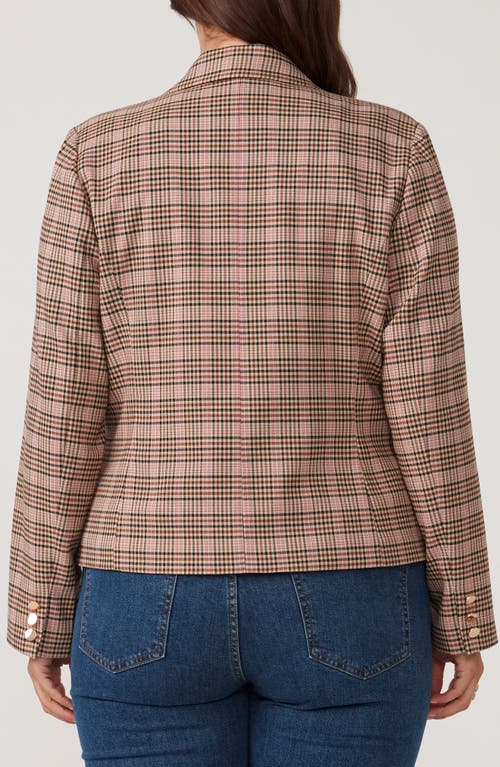 Shop Estelle Penelope Plaid Blazer In Mocha/pink