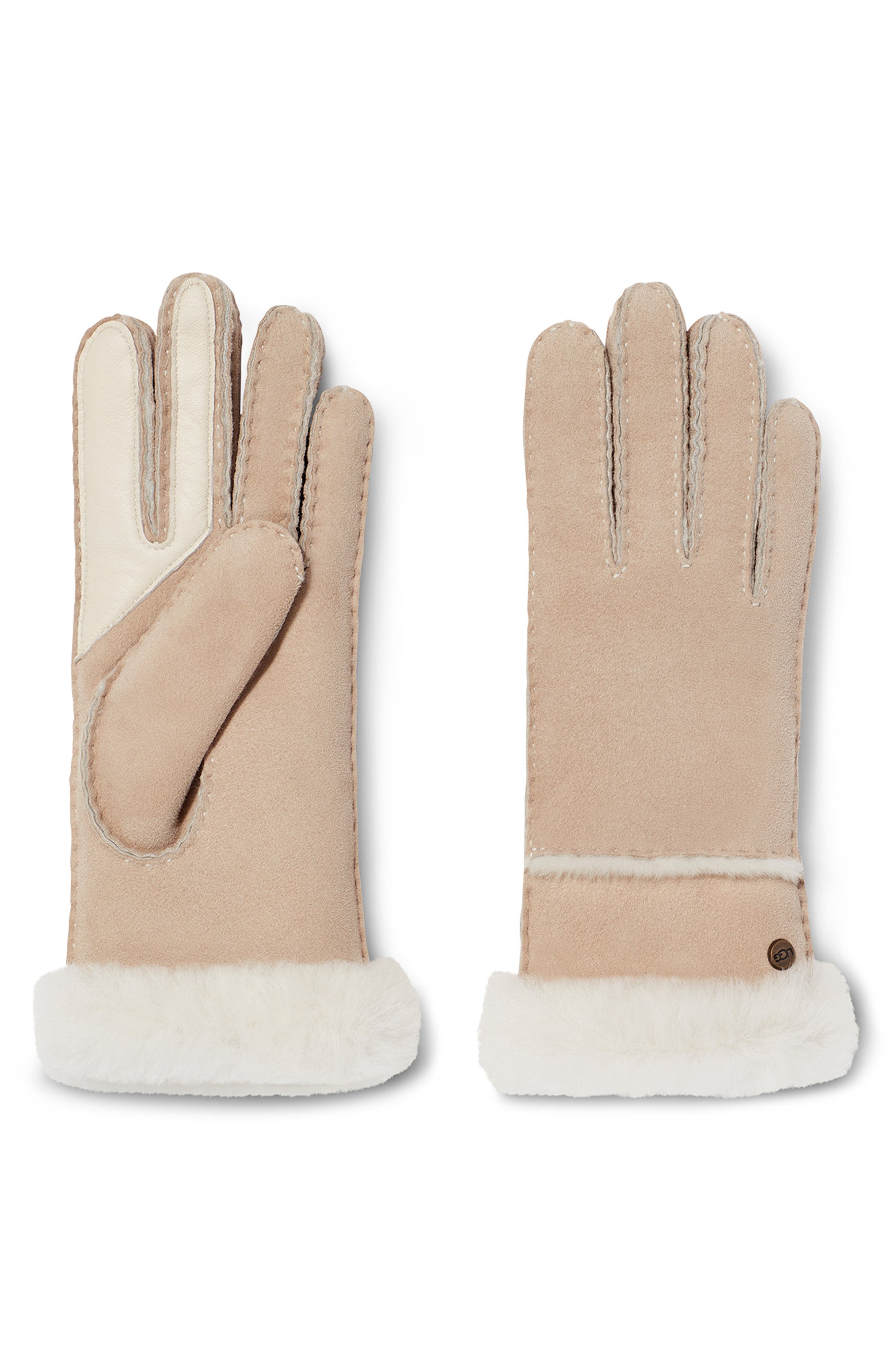 UGG® Seamed Touchscreen Compatible Genuine Shearling Lined Gloves