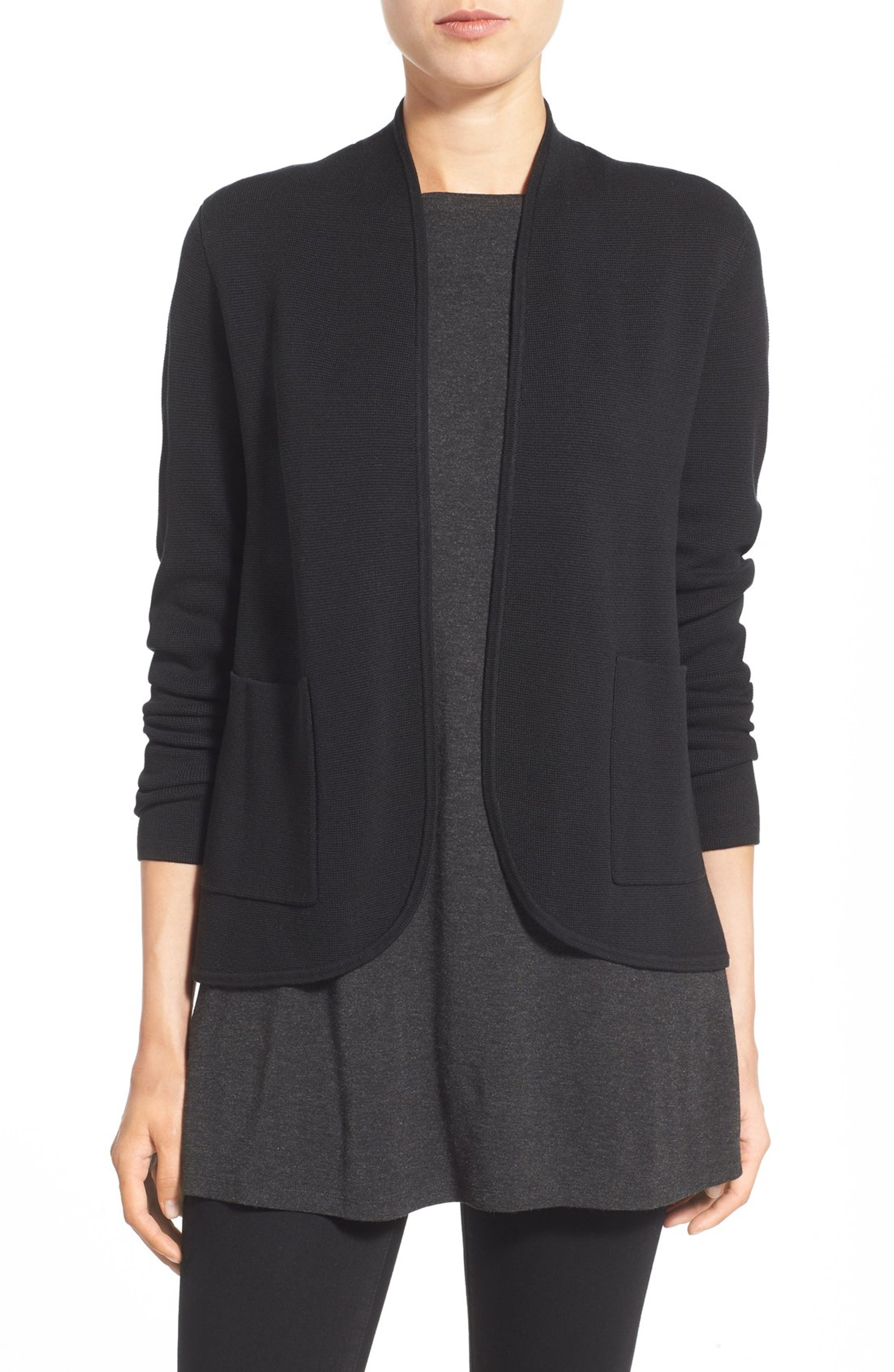 Eileen Fisher Silk & Organic Cotton Oval Cut Sweater Jacket (Regular ...