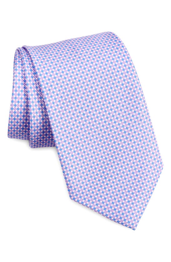 David Donahue Dot Pattern Silk Tie In Purple