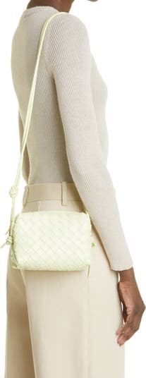 White Mini Intrecciato-leather cross-body bag, Bottega Veneta