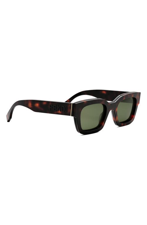 Shop Fendi ' Signature 50mm Rectangular Sunglasses In Red Havana/green