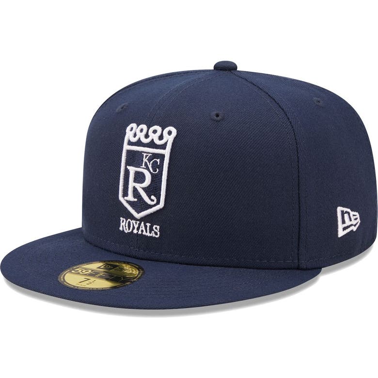 NEW ERA NEW ERA NAVY KANSAS CITY ROYALS COOPERSTOWN COLLECTION OCEANSIDE GREEN UNDERVISOR 59FIFTY FITTED HAT