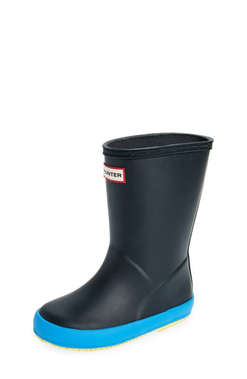 Shop Hunter Kids' First Classic Rain Boot In Dark Blue/light Blue/yellow