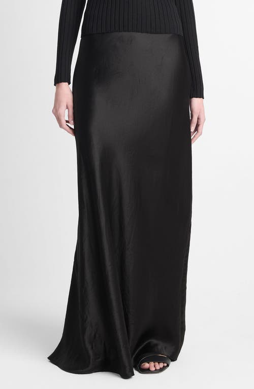Vince High-rise Satin Maxi Skirt In Black