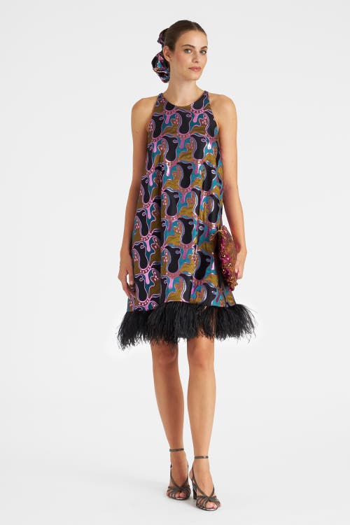 La Doublej La Fenice Mini Dress In Spritz Blue Petrol