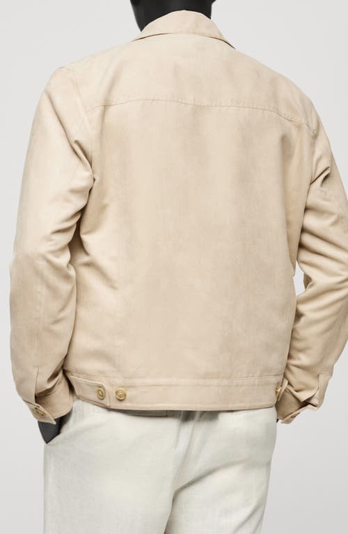 Mango Suede Effect Trucker Jacket In Beige