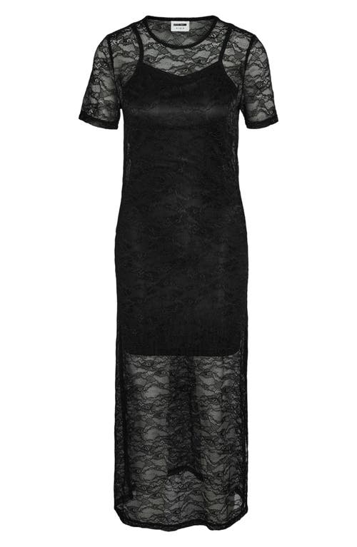Carota Lace Overlay Dress in Black