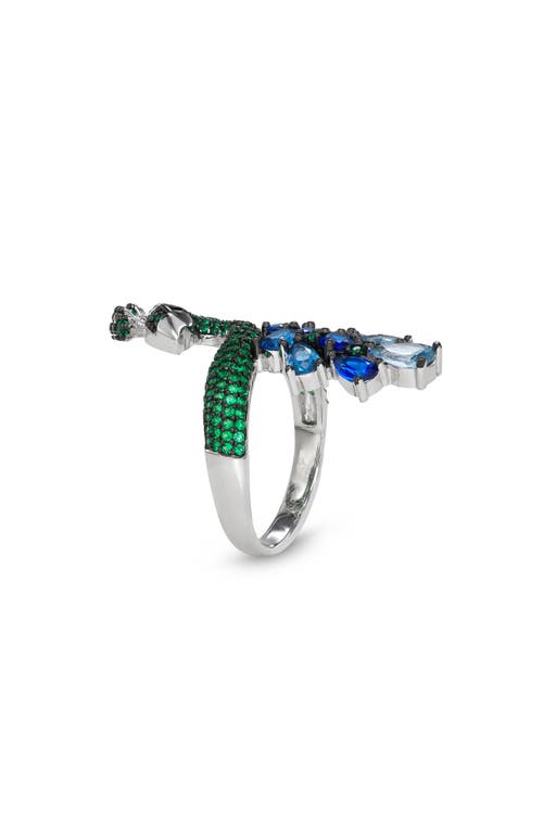 Fzn Cubic Zirconia Peacock Ring In Silver