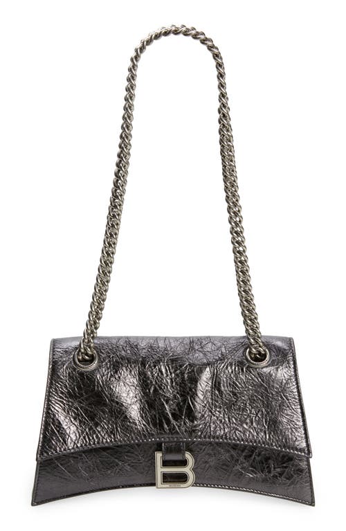 Balenciaga Small Crush Crushed Metallic Leather Shoulder Bag in Steel Grey at Nordstrom