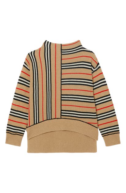 BURBERRY BIANCA STRIPE FUNNEL NECK SWEATER,8017879