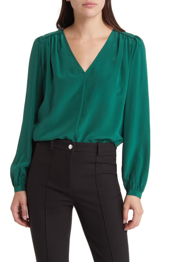 Hugo Boss V-neck Regular-fit Blouse In Washed Silk In Neplica