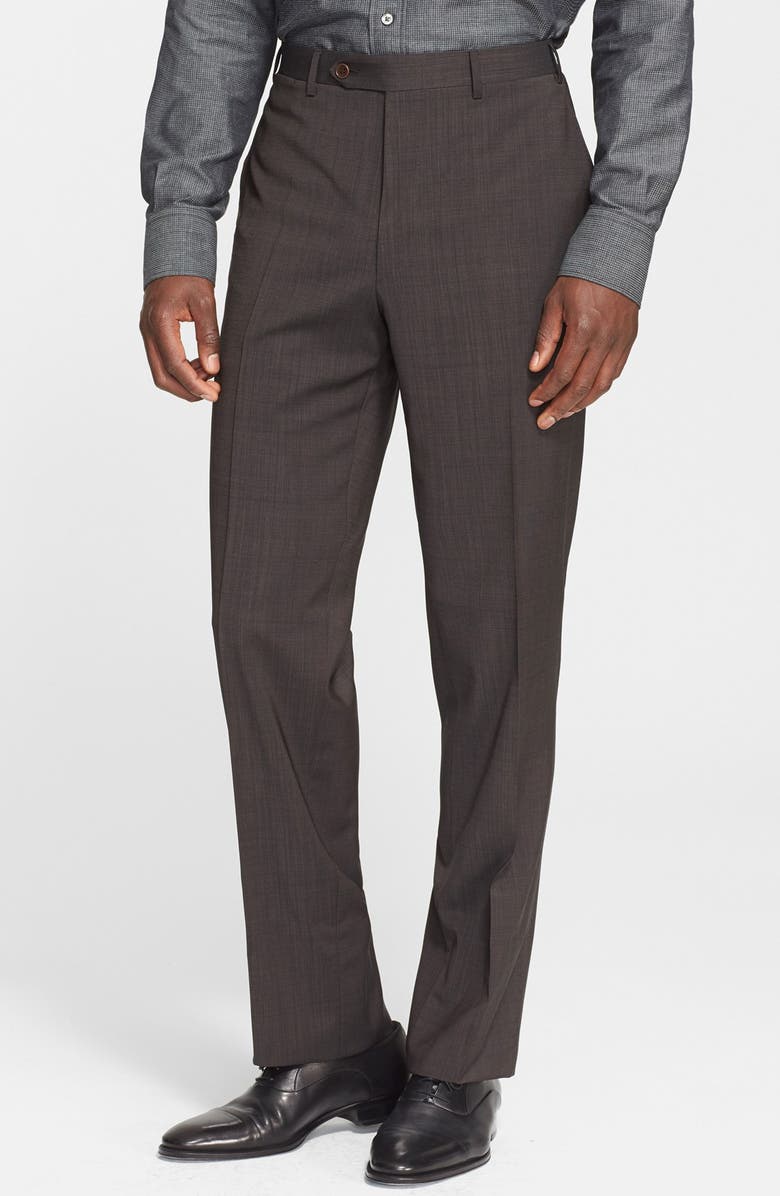 Canali Flat Front Classic Fit Wool Dress Pants | Nordstrom