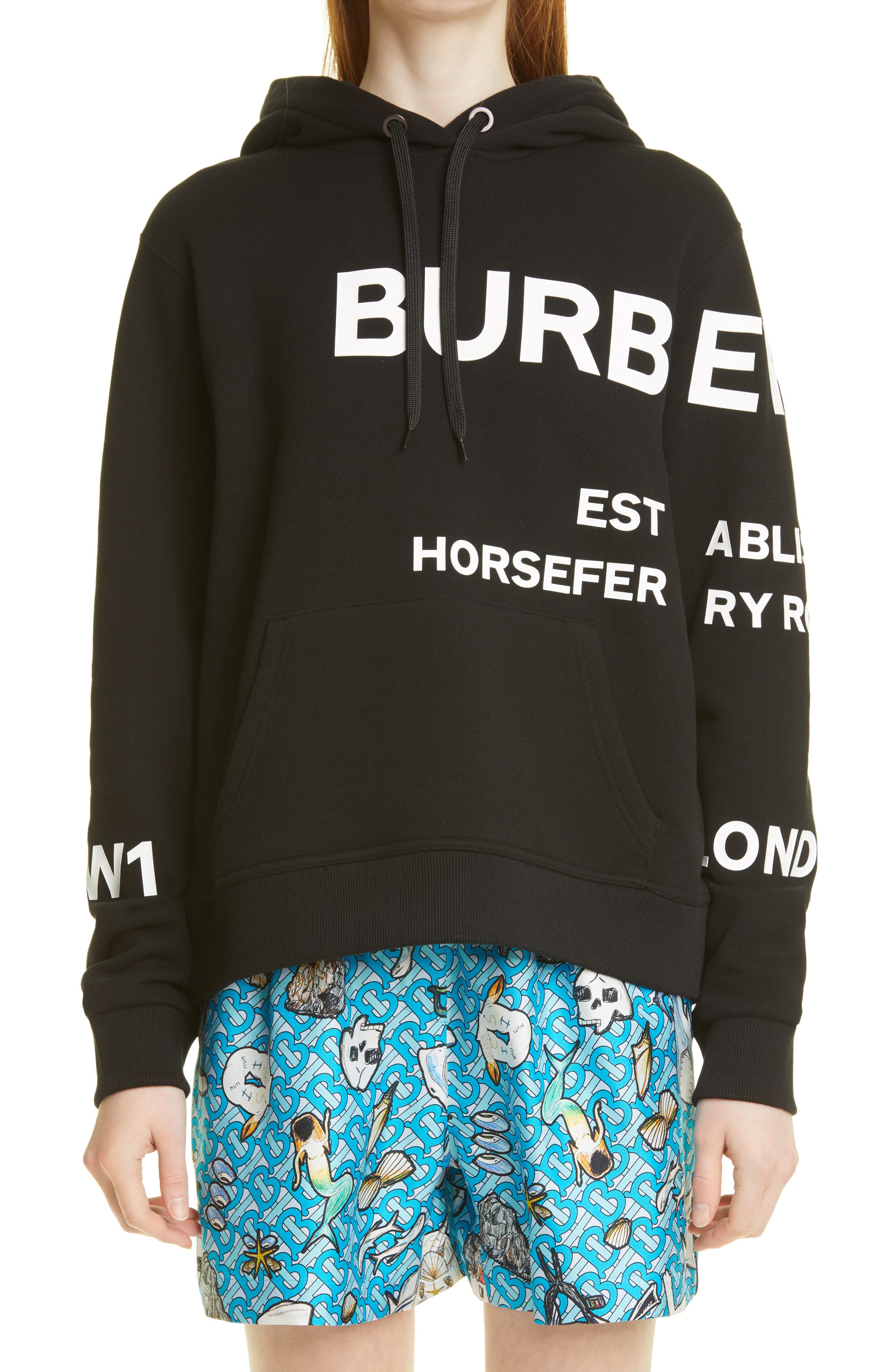 Size Burberry Femme Vêtements Pulls & Gilets Pulls Sweatshirts L Hoodie court en coton Horseferry 