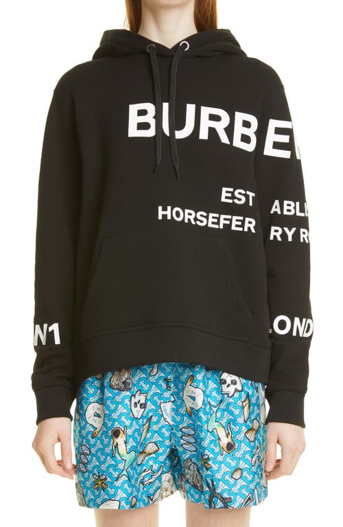 burberry Women's Poulter Horseferry Print Cotton Hoodie in Black