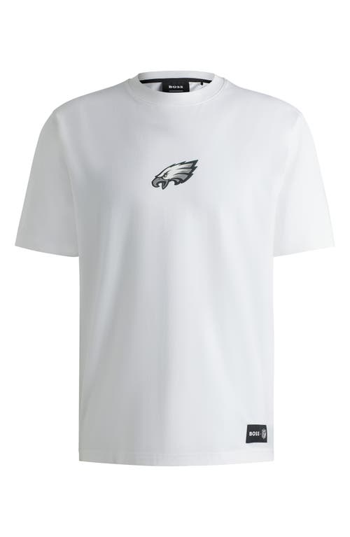 Shop Hugo Boss Boss X Nfl Stretch Cotton Graphic T-shirt In Philadelphia Eagles - White