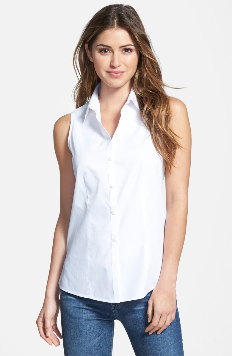 Foxcroft Sleeveless Cotton Shirt (Petite) | Nordstrom
