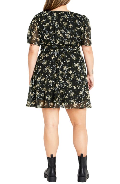 City Chic Cara Floral Print Minidress In Nightfall Ditsy