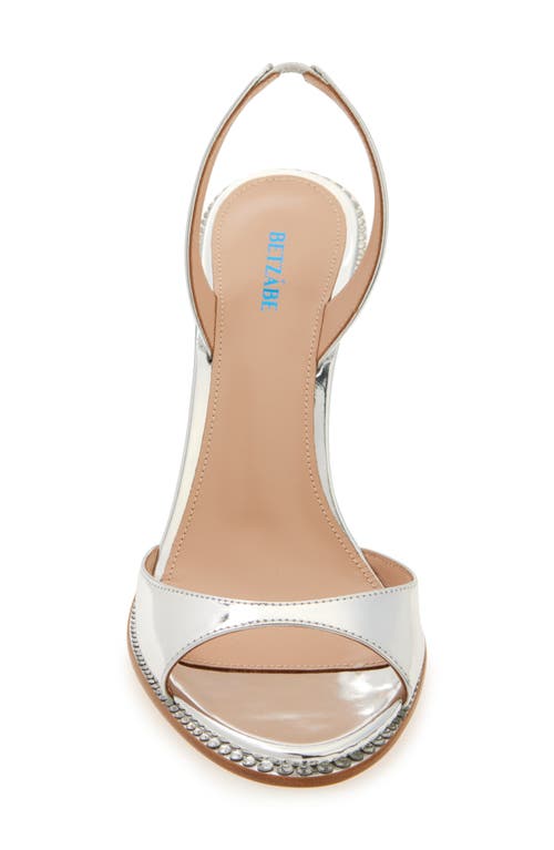 Betzábe Crystal Mirror Slingback Sandal In Crystal Silver Mirror