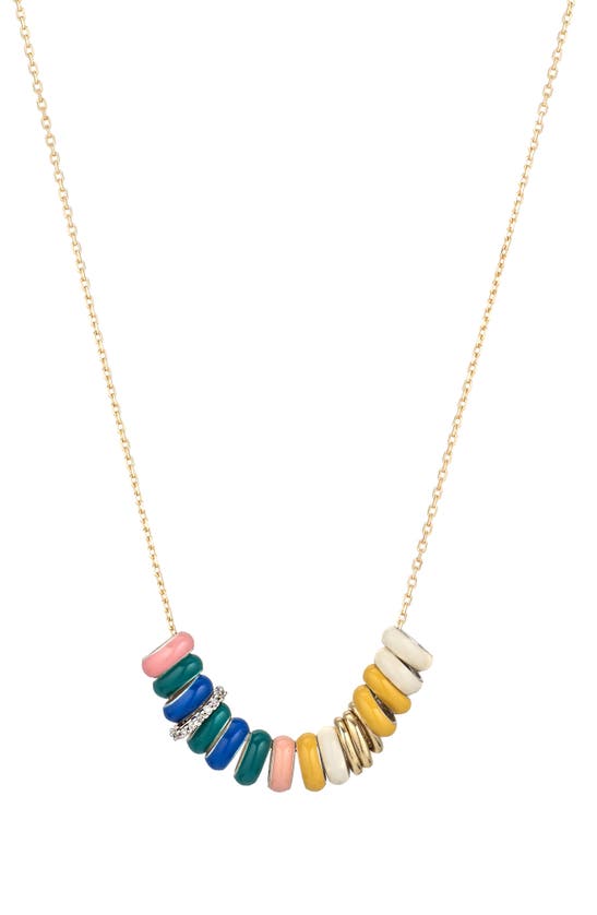 Shop Adina Reyter Spring Beaded Necklace In Mixed Metal/ Yellow